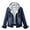 Dark Blue, variant on comerut Women Winter Jacket Hooded Solid Color Long Sleeves Detachable Hat Thick Keep Warm Single-breasted Plus Size Plush Denim Winter Coat for Daily Wear