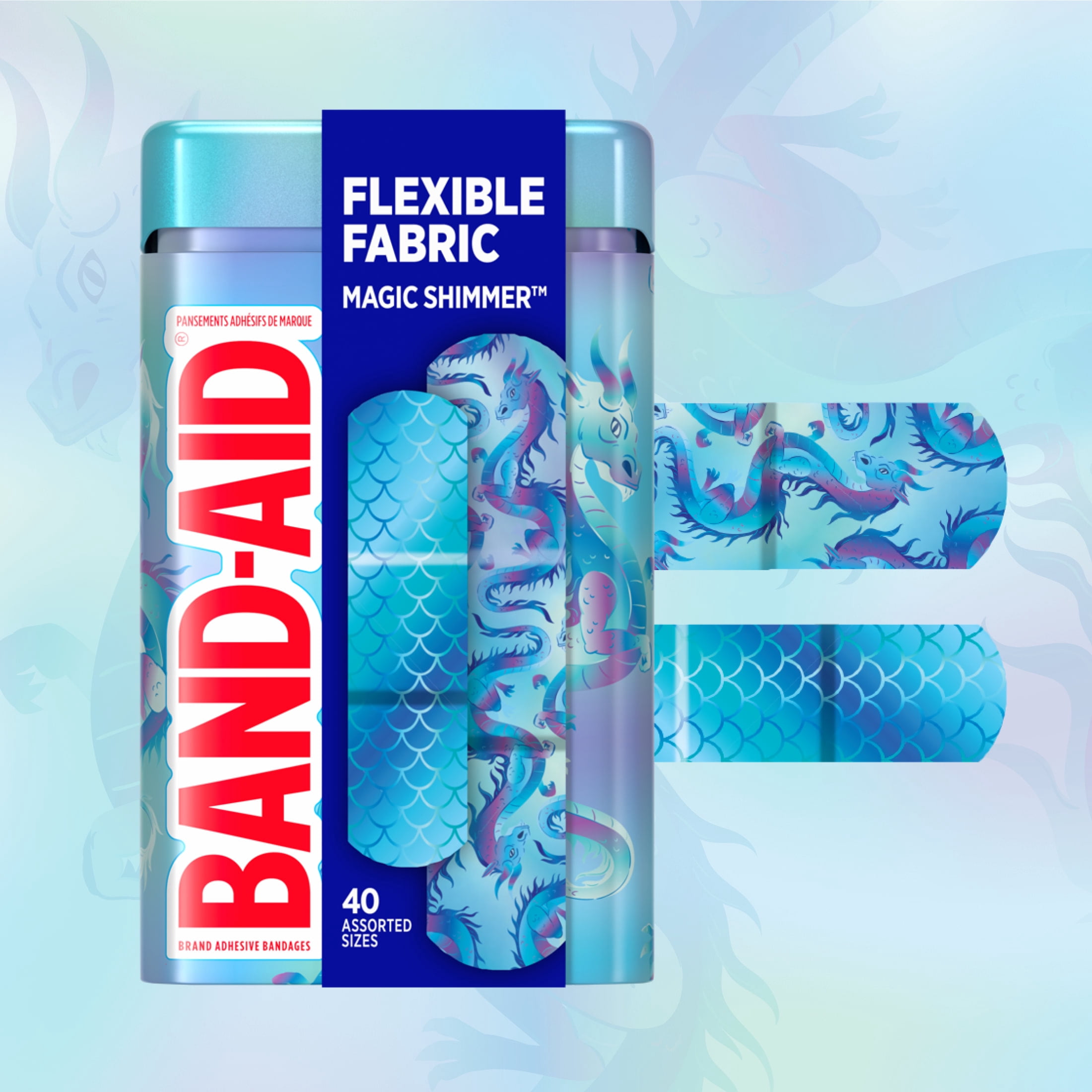 (3 pack) Band-Aid Brand Flexible Fabric Magic Shimmer Bandages, Assorted, 40 Count