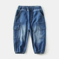 thumbnail image 2 of Qingpeng Boys Cargo Jeans Kids Elastic Waist Jogger Denim Pants Casual Trousers with Pockets, 2 of 9