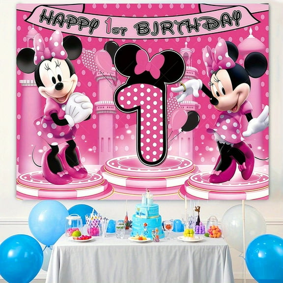 Mickey and Minnie cartoon theme birthday flag Background flag Children's party decoration items Photography photo props 150*100CM