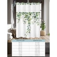 thumbnail image 6 of No Hook Cloth Fabric Shower Curtain with Snap in Liner, Summer Eucalyptus Leaves Waterproof Shower Curtains Set with See Through Top Window, Pastoral Rustic Botanical Bath Curtains Shower 72"x72", 6 of 6