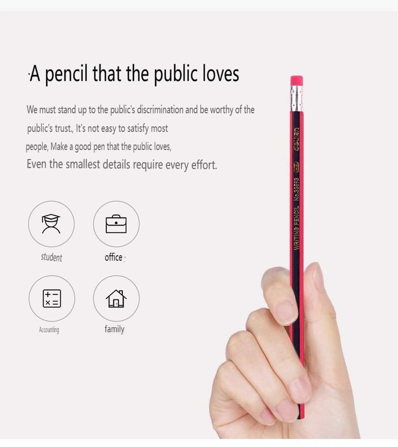 Deli HB Pencils with Eraser, 50 Count