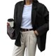 thumbnail image 1 of Blazer para Mujer, Informal, de Negocios, de Larga, con Solapa y Abertura Frontal, para Trabajo y con Bolsillos. Negro XL, 1 of 8