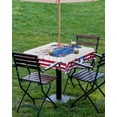 thumbnail image 4 of Outdoor Tablecloth with Umbrella Hole,4th of July USA Flag Truck Stars Stripes Spillproof Waterproof Table Cloth Zippered Table Covers,Wood Grain Fireworks Washable Tablecloths for Picnic/Patio, 4 of 6