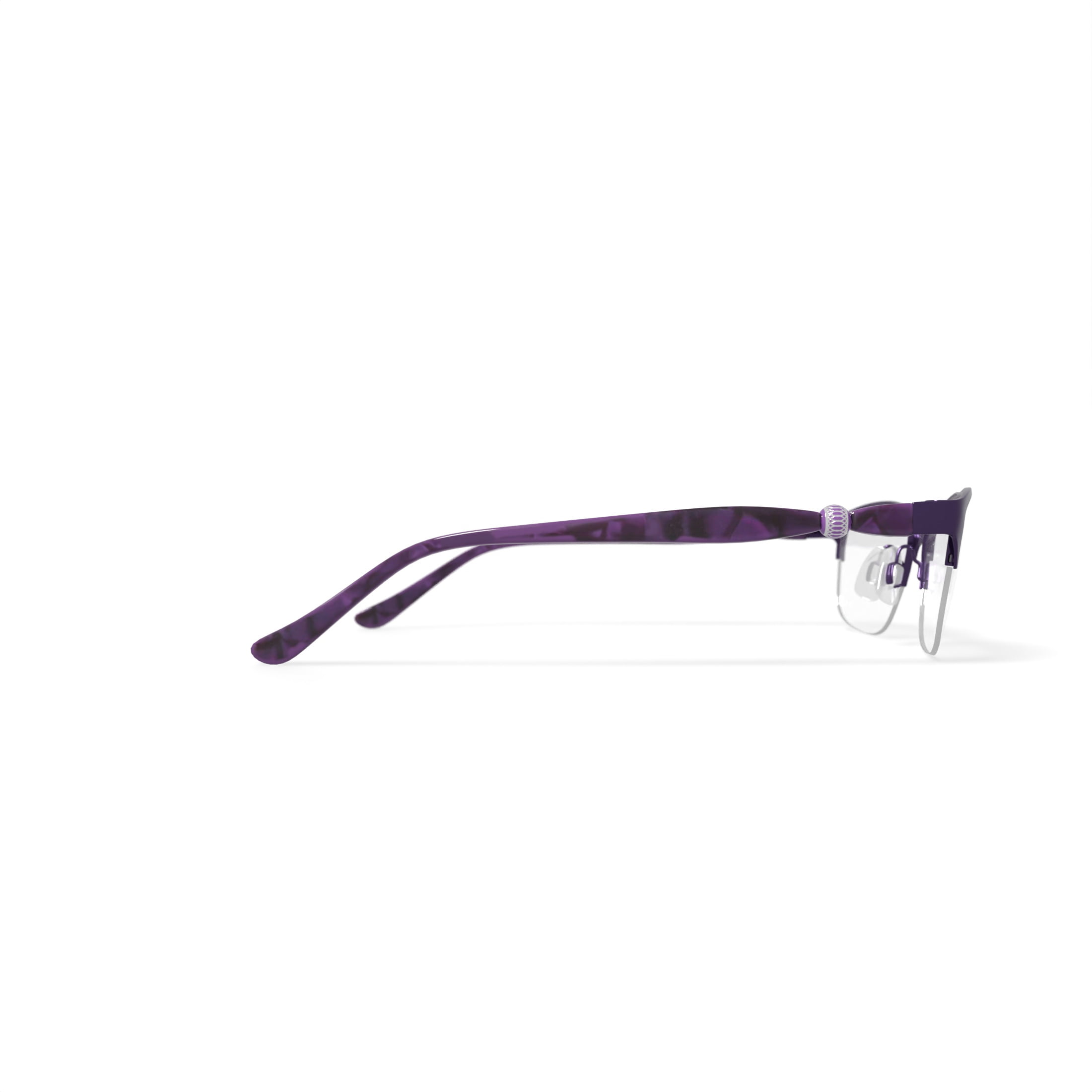 EasyClip Women's Semi-Rimless Eyeglasses with Clip-On Sunglasses, EC973, Purple, 54-17-135, with Case EasyClip Women's Semi-Rimless Eyeglasses with Clip-On Sunglasses, EC973, Purple, 54-17-135, with Case