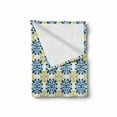 thumbnail image 2 of Spanish Soft Flannel Fleece Throw Blanket, Traditional Portuguese Tiles Mosaic Azulejo with Effects, Cozy Plush for Indoor and Outdoor Use, 50" x 60", Cobalt Blue Yellow White, by Ambesonne, 2 of 6