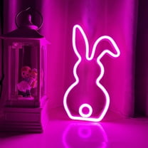 Cute Easter Neon Sign Bunny Rabbit Lamp, Window Lights Bunny Neon for Easter Decor, Wall Bunny Room Decor Wall Decor Easter Gift - Pink Glowing