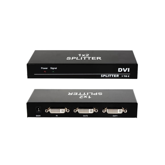DVI Splitter 1 in 2 Out 2 Port DVI Dual Monitors Distribution Duplicator Video Splitter (EDID Management) Support Resolution up to 4K2K/30HZ for PC Laptop DVR Projector HDTV