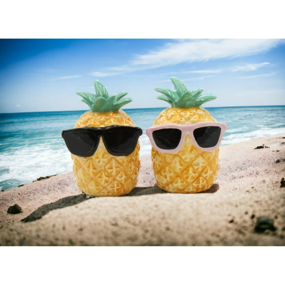 Ceramic Pineapple Salt and Pepper Shakers 2.5 Inch Tropical Gift