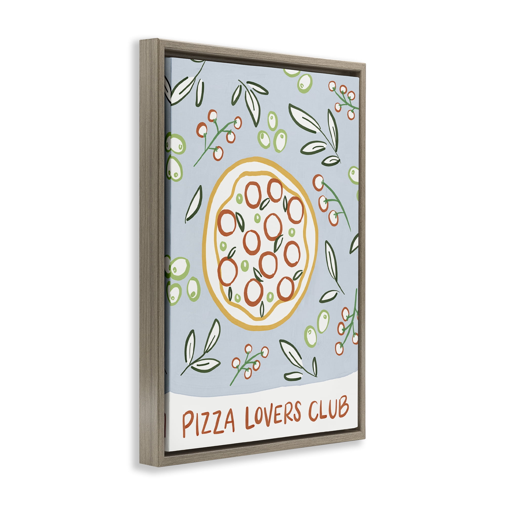 Stupell Industries Pizza Lovers Club Brown Framed Floater Canvas Wall Art, design by Amanda Houston