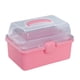 thumbnail image 5 of Caja de almacenamiento transparente con tapa y asa, organizador de 3 compartimentos para el hogar, 7.87'' Rosa, 5 of 9
