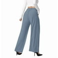 thumbnail image 2 of Pantalones de Traje Anchos para Mujer, Holgados, de Cintura Alta Elástica, Informales, Largos, Color Azul Marino, Talla M, 2 of 7