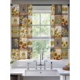 thumbnail image 2 of Sunflowers Semi Sheer Curtains 63 Inch Length 2 Panels Set, Farmhouse Vintage Western Texas Star Plaid Sheer Kitchen Curtain Privacy Voile Window Curtain for Living Room Bedroom Rod Pocket Drapes, 2 of 7
