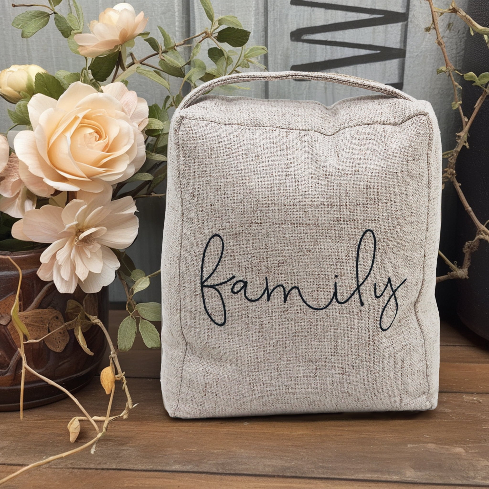 Parisloft Family Weighted Fabric Doorstop with Handle, 7.875 x 4.75 x 9 inches