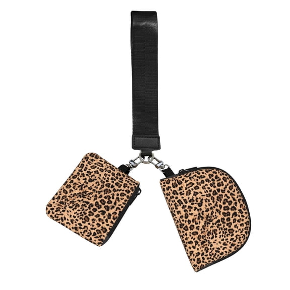 Outdoor Sports Wrist Bag 4.7 X 3.9in Double Pocket Keychain Wallet For Easy Disassembly For Daily Commuting Exercise Travel Animal Leopard Pattern (2)