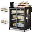 thumbnail image 1 of Mueble para Trastes de Cocina, Organizador de Trastes de 3 Niveles con Puerta, Estante de Microondas, Gabinete para Cocina, 59x45x28 CM, 1 of 9