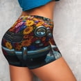 thumbnail image 4 of Balery Flower Covered Vintage Car Printed Workout Shorts for Women Seamless Scrunch Short Gym Yoga Running Sport Active Exercise Fitness Shorts-XX-Large, 4 of 8