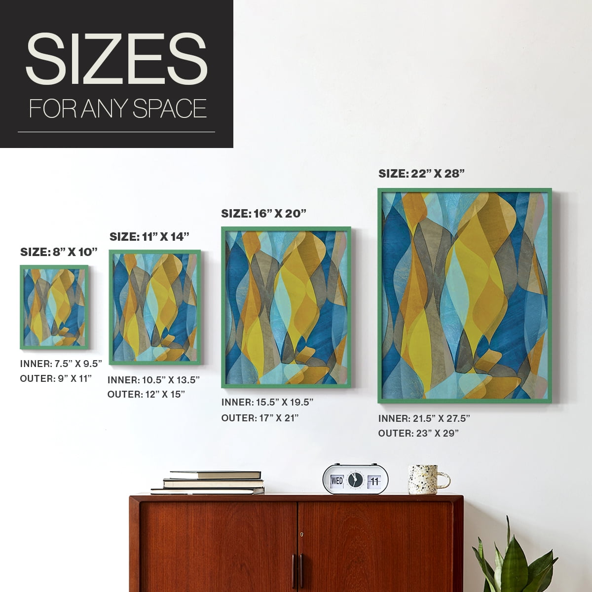 Colorful Cascade II Framed Print in Green Solid Wood Framed Print No Nail Hanging