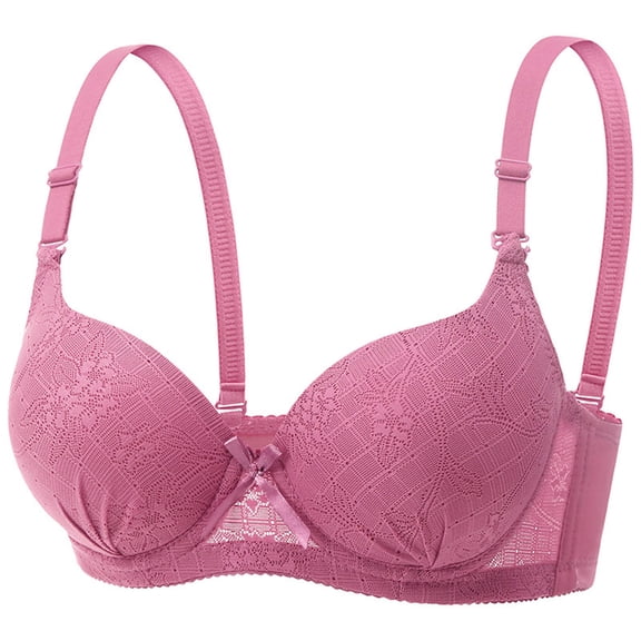 YUGYXL Women Lace Bra No Underwire Push Up Bras Floral Lingerie Comfort Support Wireless Full Coverage Everyday Wear Purple 38