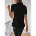thumbnail image 5 of Womens Short Sleeve Shirts Button Down Blouse Casual Summer Textured Tops Black XL, 5 of 7