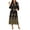 Black_Gold Leaf, variant on Women Zipper Front Robes 3/4 Sleeve Housecoat Full Length Loungewear Dress with Pocket Long Nightgown Sleepwear Bathrobes