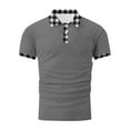 thumbnail image 5 of DDAPJ pyju Men's Casual Polos Shirts Plaid Collar Short Sleeve Golf T-Shirt Lightweight Breathable Sports Tennis Shirt Holiday Sales Gray M, 5 of 6