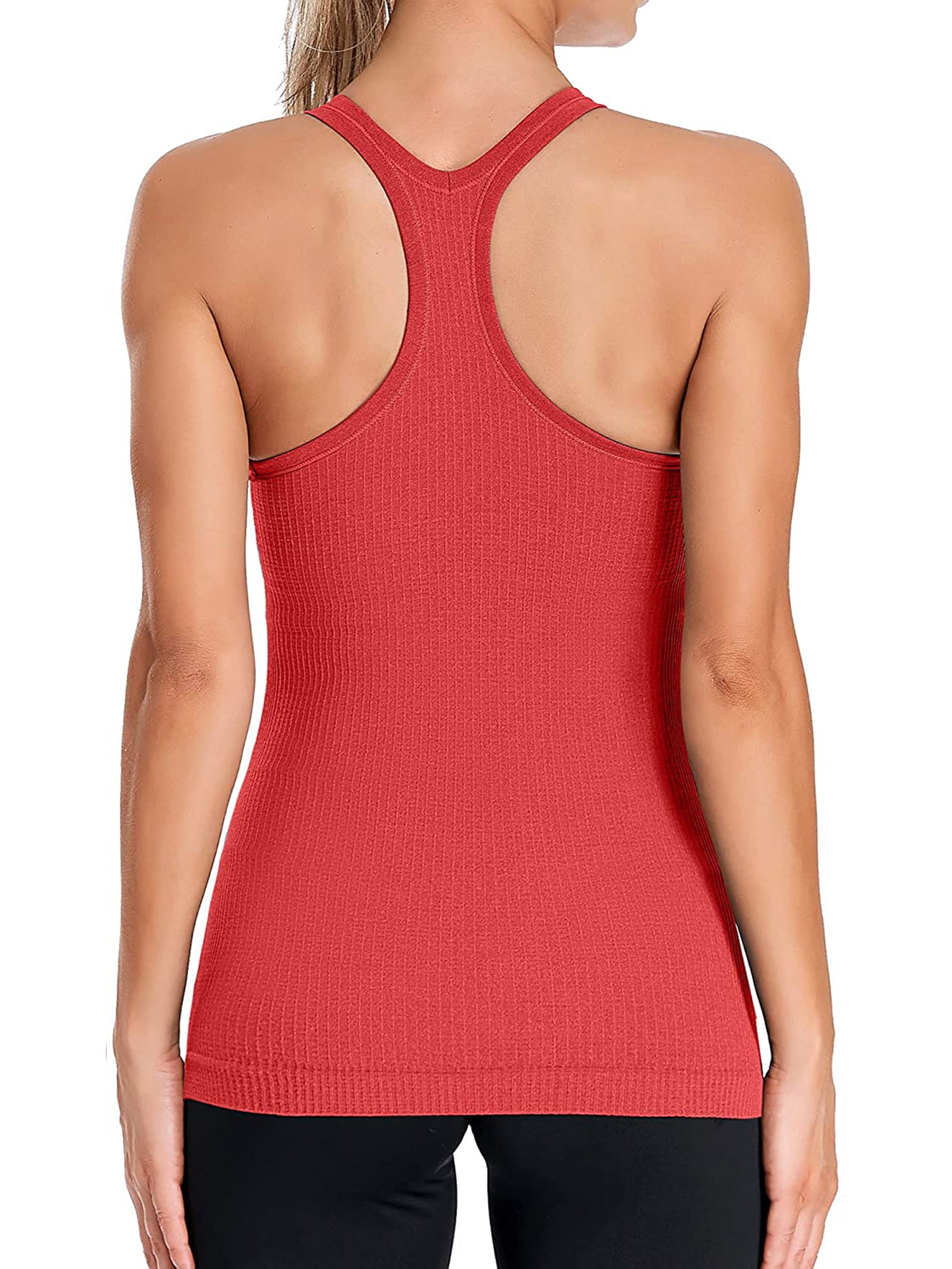 Women's Scoop Neck Tight Sport Camisole With Shelf Bra Racerback Yoga Tank  Top 
