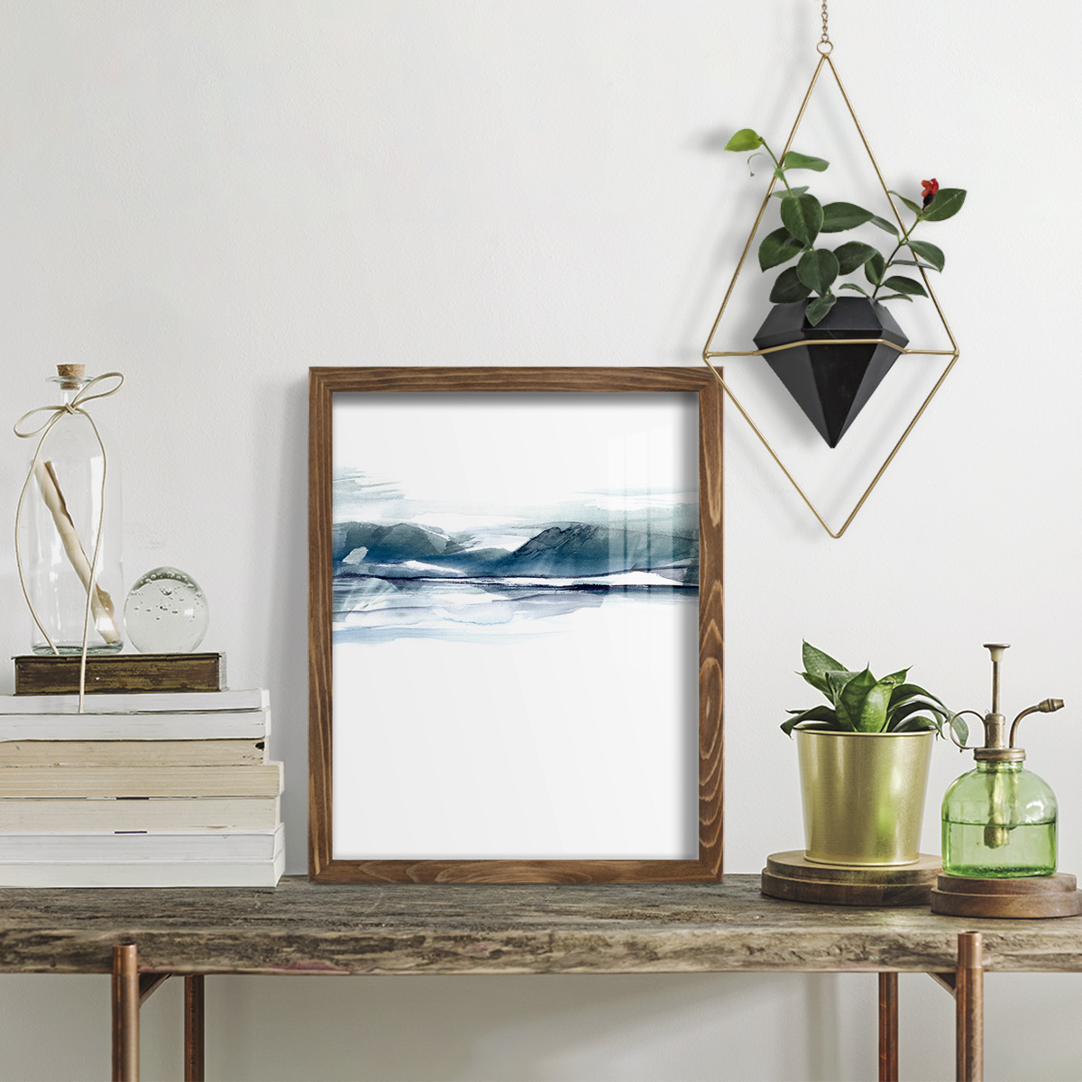 Stark Horizon I - Framed Print w/glass - Walnut