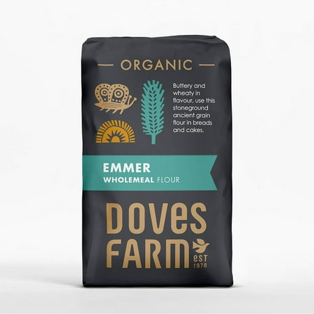 Doves Farm Organic Stoneground Wholemeal Emmer Flour 1kg (Pack of 2)