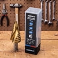 thumbnail image 5 of NEIKO 10623A Step Drill Bit, 9 Steps 1/2" to 1" Spiral High Speed Steel, Titanium Nitride Coated, 3/8" Tri Flat Step Bits for Steel, Metal, Wood, Plastic, Unibit Cone Drill Bits, Two Flute, 5 of 8