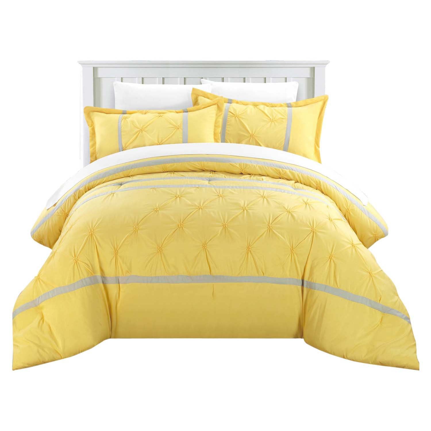 Veronica 7 Piece Nica Pleat Pintuck Duvet Cover Set Yellow Walmart