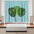 thumbnail image 2 of Ambesonne Exotic Jungle Kitchen Curtains, Monstera Leaves Print, 55"x30", Dark Green Pale Blue, 2 of 3