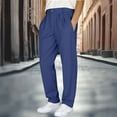 thumbnail image 2 of Mens Cotton Linen Dress Pants Straight Leg Casual Pleated Front Lightweight Business Golf Beach Trousers with Pockets, 2 of 6
