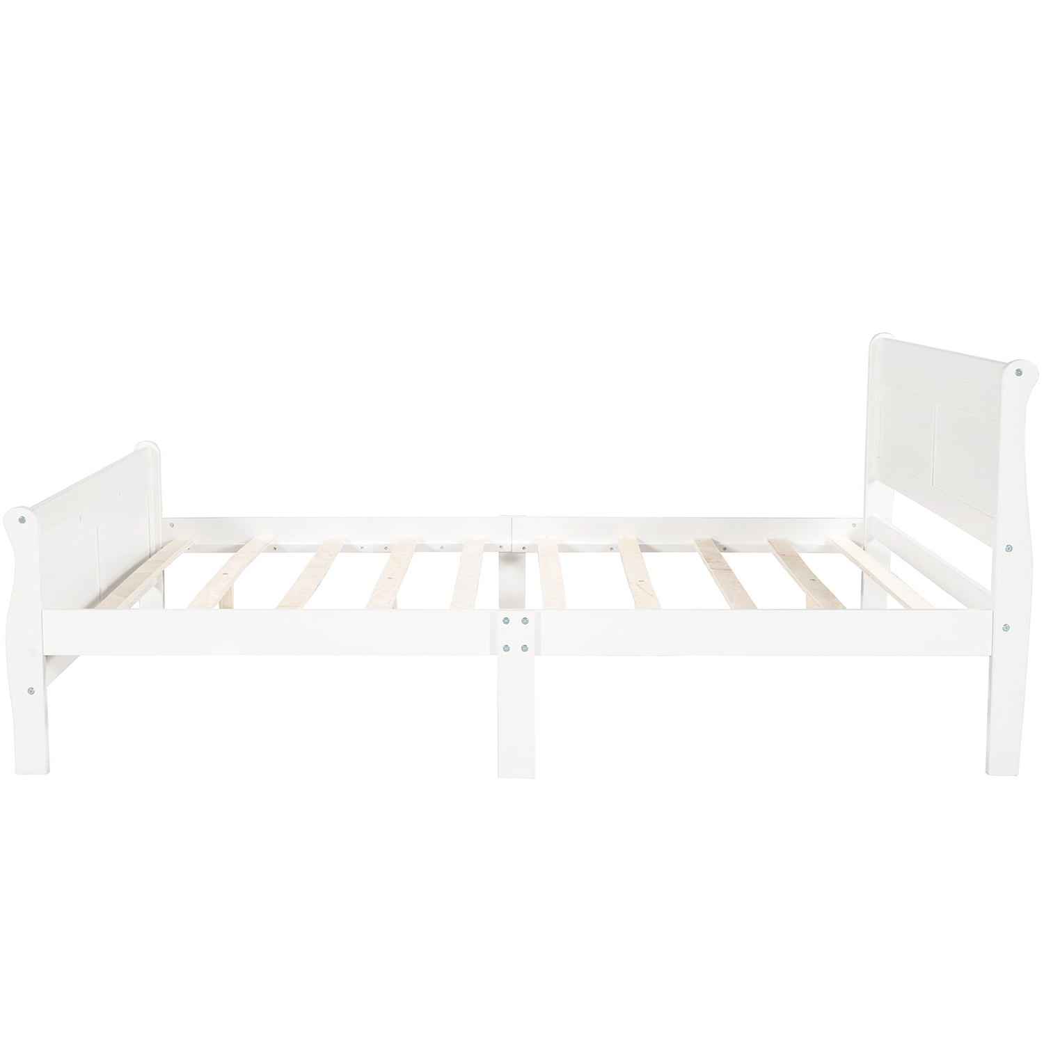 Hommoo Full Size Platform Bed Frame with Wood Headboard and Footboard, Wooden Slat Support, White