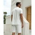 thumbnail image 6 of BUYJYA 2 Pieces Men's Tracksuit Casual Quarter Zip Shirt and Shorts Set for Beach Strolls Tennis Golf, 6 of 8