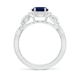 thumbnail image 2 of ANGARA Natural 2 Ct Oval Sapphire Twisted Vine Ring with Diamond Halo in 14K White Gold for Women (Size-9x7mm) | September Birthstone, Anniversary, Jewelry Gift for Women | Natural Blue Sapphire Ring, 2 of 10