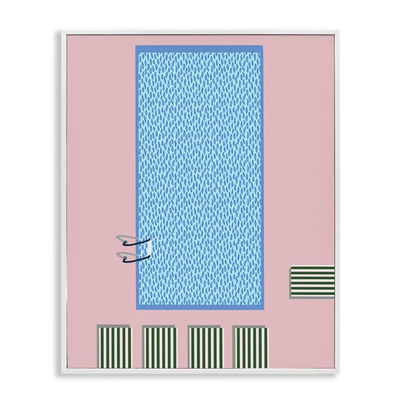 Stupell Industries Modern Abstract Summer Pool White Framed Giclee Art, 24 x 30, by Regina Moore
