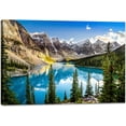 thumbnail image 1 of Pintura mural del lago Moraine, paisaje de las montañas Colorado, cartel con escena de un parque nacional moderno, ideal para colgar y encuadernar, perfecto para decorar el salón., 1 of 7