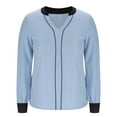 thumbnail image 5 of Scyoekwg Blouses for Women Casual V-Neck Elegant Shirts Solid Color Long Sleeve T Shirts Fall Tops Trendy Loose Lightweight Pullover (Light Blue,M), 5 of 6