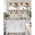 thumbnail image 5 of Orange White Floral Retro Kitchen Curtains Sets 36 Inch Length with Valance, Modern Rustic Butterfly Swag Valances and Tiers Curtain Set Drapes Swag Curtains for Living Room, Bathroom, Bedroom, Cafe, 5 of 6