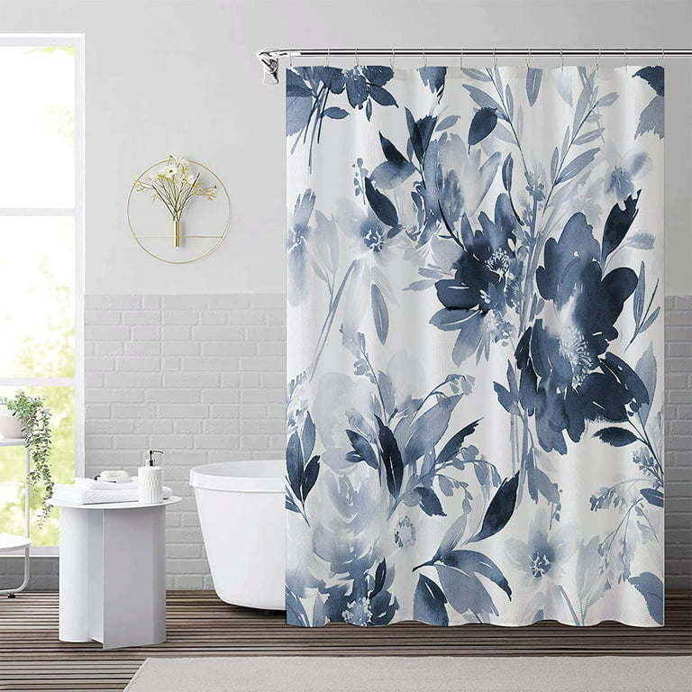 Floral Black and White Shower Curtain Rose Flower Blossom Line Sketch  Nature Vintage Design Home Bathroom Décor Waterproof Fabric 72x72 Inch  Plastic