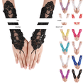 thumbnail image 3 of MEICHEN Women's Solid Color Fingerless Gloves Elegant Lace Hollow Out Sequin Decor Gloves for Wedding Party, 3 of 4