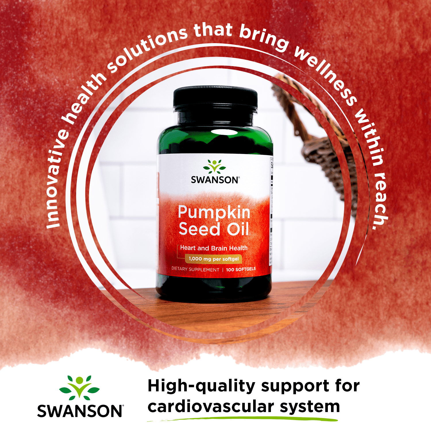 Swanson Pumpkin Seed Oil Softgels, 1,000 mg, 100 Count