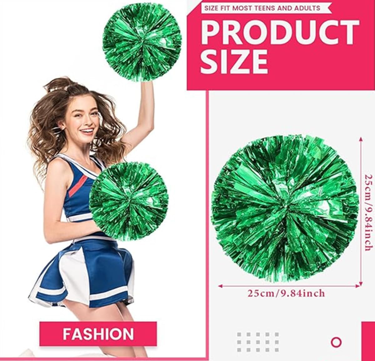 EONQY Plastic Cheerleading Poms, 4Pcs Super Cute Cheerleading pom poms Cheer Dance Pom Pom for Game, Sports, Aerobics