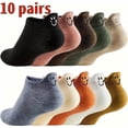 thumbnail image 2 of Cute Socks, 10 Pairs Ankle Socks, Cotton kawaii Funny Embroidered Low Cut Designs for Women Girl- One Size Fits All-USA, 2 of 9