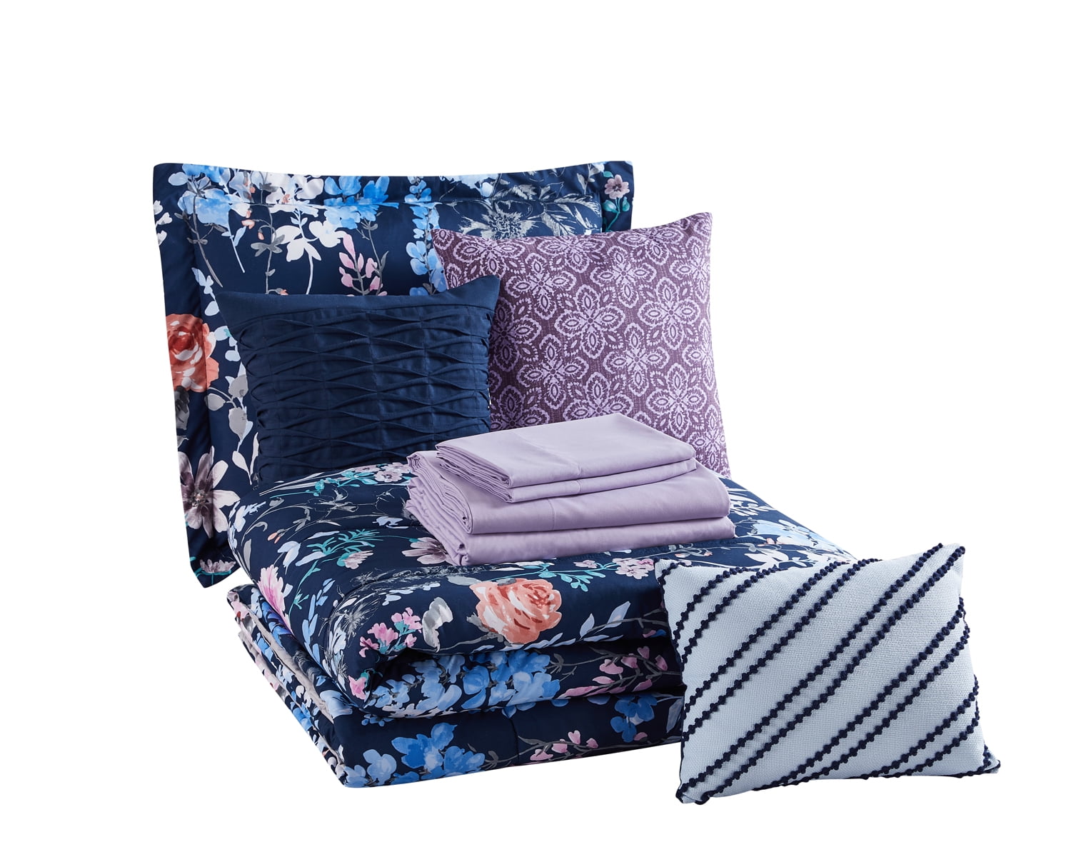 Mainstays 10-Piece Floral Elegance Bed in a Bag, King