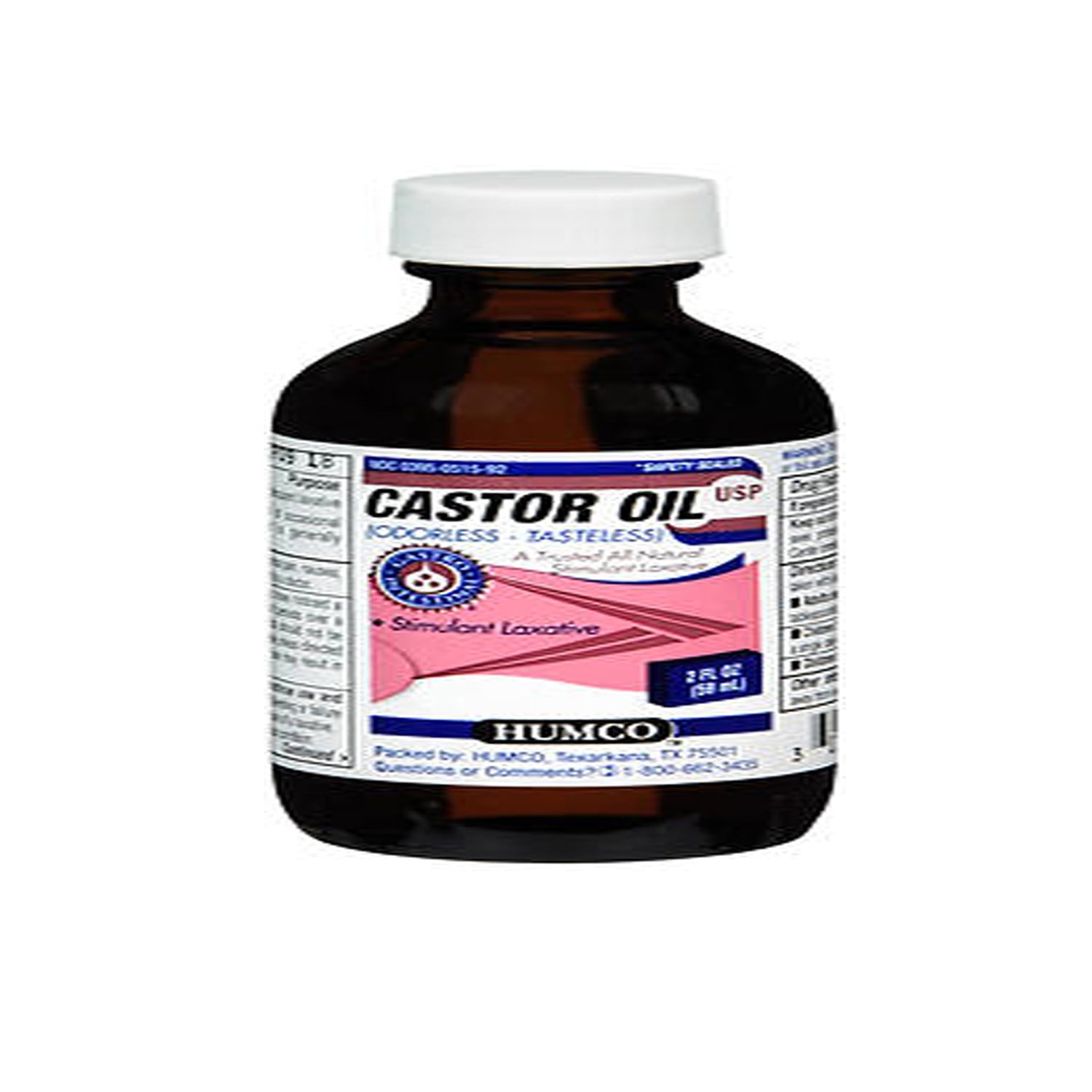Humco Tasteless Constipation Castor Oil Stimulant Liquid Laxative, 2 Oz, 3Pack