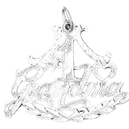14K White Gold #1 Grandma Pendant - 25 mm