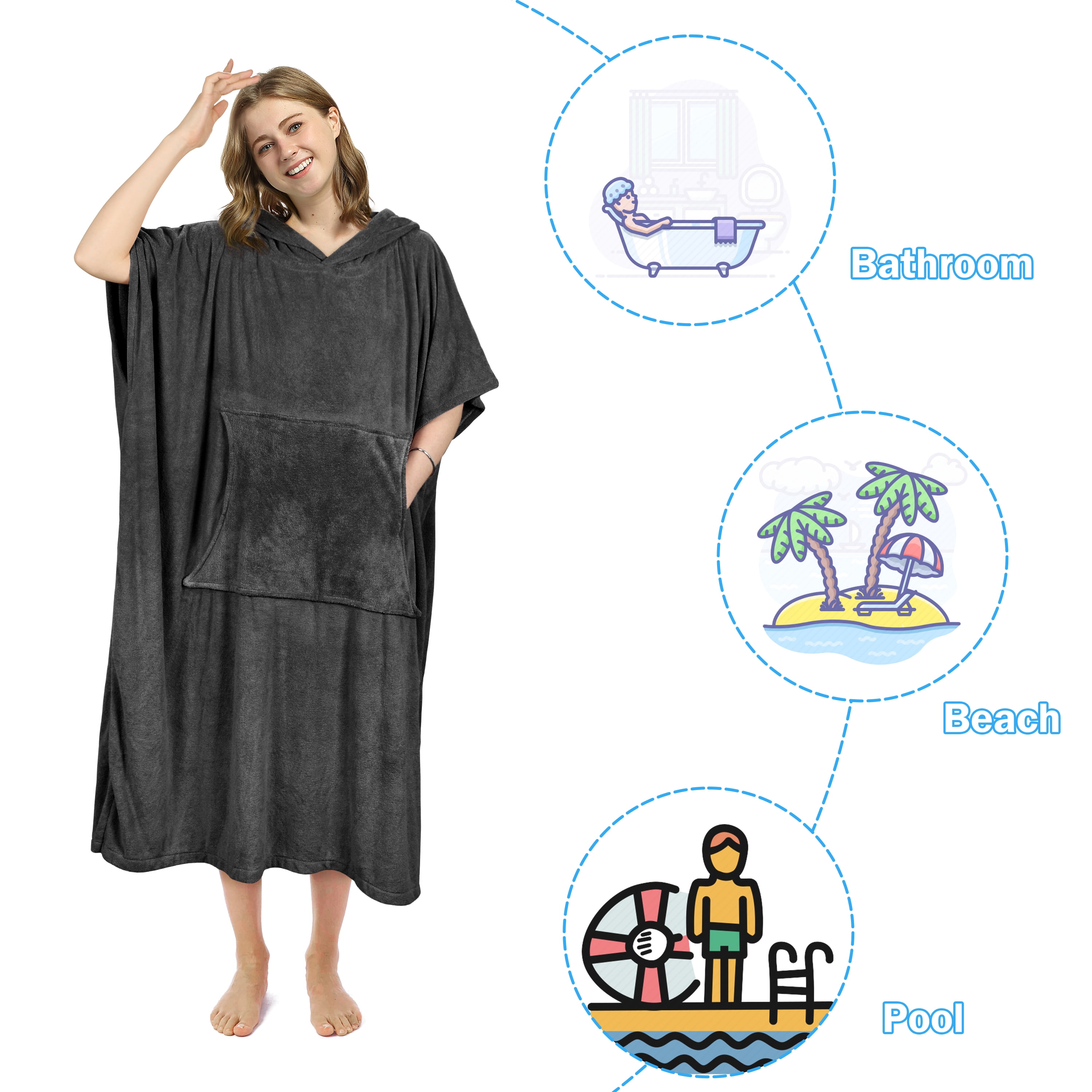 Catalonia Unisex Surf Poncho Changing Towel Robe for Adult Surfer Swimmer Outdoor Beach
