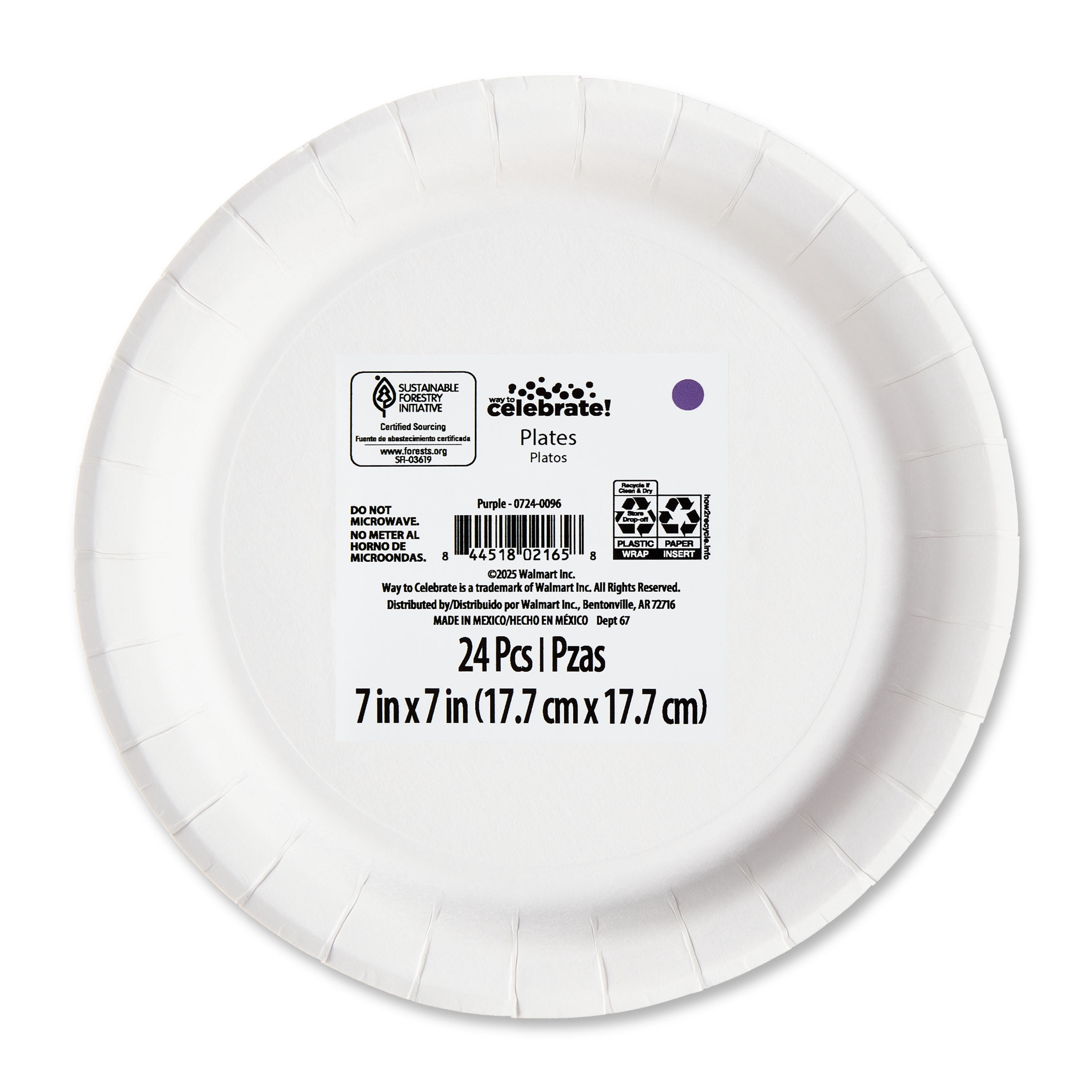 Disposable Purple Party Paper Plates, Serves 24, 7", by Way To Celebrate